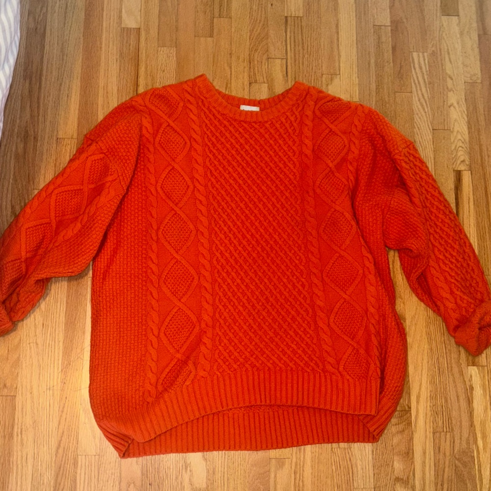 Aritzia Bold Orange Cable Knit Sweater